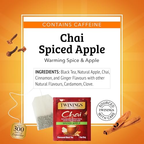 Twinings Spiced Apple Chai Black Tea Bags, 20 CT Box (6 Pack)