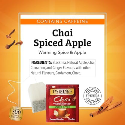 Twinings Spiced Apple Chai Black Tea Bags, 20 CT Box (6 Pack)