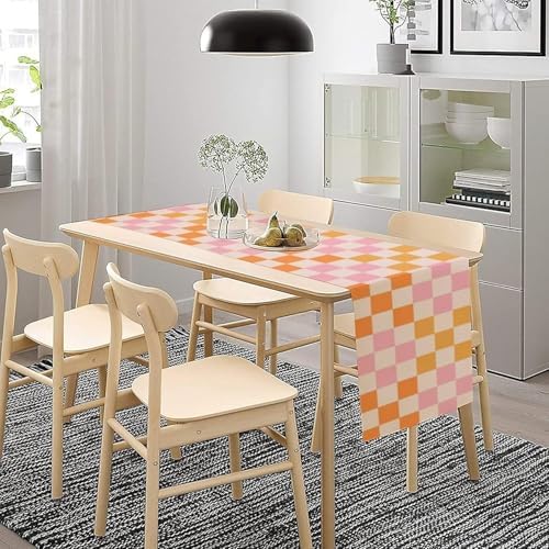 Retro 70s Floral Table Runner Spring Groovy Flower Dinner Runner for Home Kitchen Dining Table Decoration 13x108 Inch