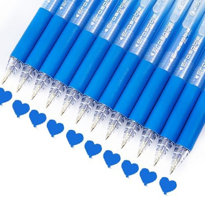 12Pcs Retractable Erasable Gel Pens Clicker,Fine Point 0.7mm Smooth Writing Pens,For Writing Journaling Taking Notes School Office Home. (12Blue)