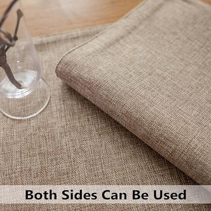 Demetex Linen Placemats Set of 6 Heat Resistant Wipeable Cloth Table Place Mats for Dining Table Indoor Restaurants, 13 x 19 inches, Linen