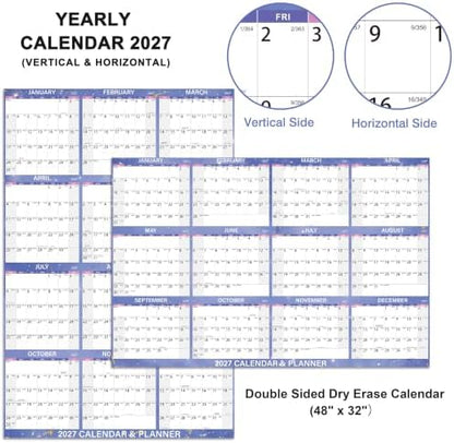 2027 Large Dry Erase Calendar - 48" x 32", 2027 Dry Erase Calendar for Wall