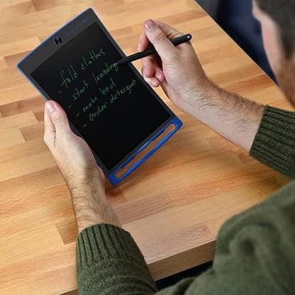 Boogie Board Jot Reusable Writing Tablet 8.5" LCD Screen Instant Erase Stylus Pen Magnets Kickstand - Writing Drawing Digital Notetaking Blue