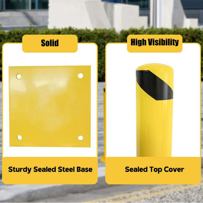 Bollard Post(42''*4.5''), Steel Bollards, Safety Bollard Yellow Powder Coated Parking Bollard Driveaway Barrier for Traffic-Sensitive Area, Garage or Parking Lot(42''-2pcs)