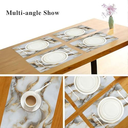 ALAZA Luxurious Marble Pattern 1 PC Placemats Rectangle Table Mat for Dining Table Restaurant Kitchen Home Decor, 12" x 18"