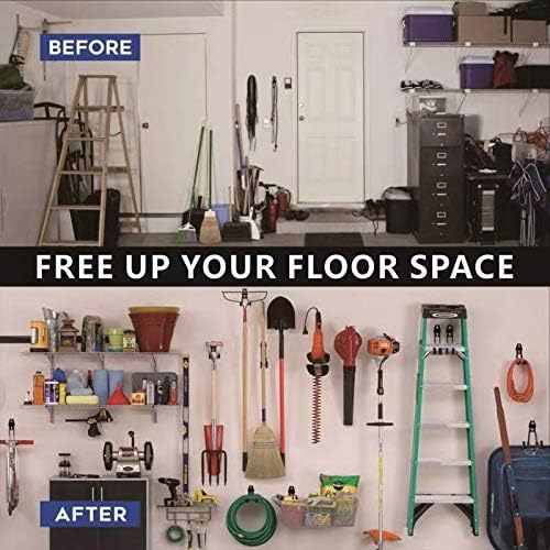 Garage Hooks, 4 Pack Wall Mount Storage Hanger with 2 Extension Cord Holder Organizer, Heavy-Duty 7.5 inch Long Hooks for Ladder, Ski, Sports, Utility, Garden Tool, Hose Storage Rack Organizer