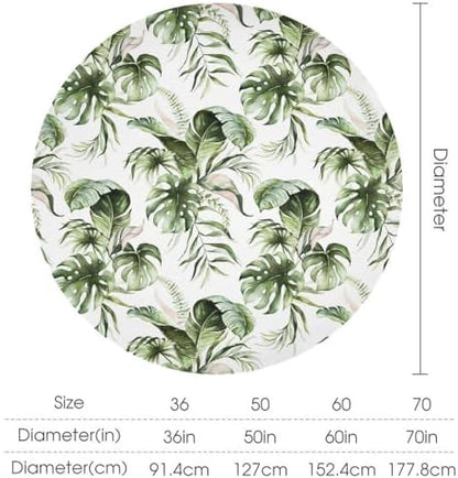Green Tropical Leaves Tablecloth, Watercolor Jungle Plam Leaves Floral Botanical Print Farmhouse Holiday Tablecloths for Home Kitchen Party Dinner Decor, 36x36in