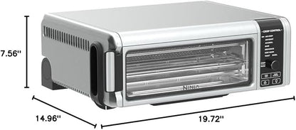Ninja Digital Air Fry Countertop Oven, 8-in-1 Functionality, 1800W, Flip-Up Design, XL Capacity, Air Fry Basket, Wire Rack & Crumb Tray, Silver, SP101