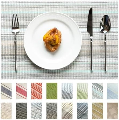 Placemats Set of 4 Vinyl/Plastic Woven Place Mats for Kitchen Table Indoor/Outdoor Washable Placemat Wipeable Dining Table Mats (Turquoise,4)