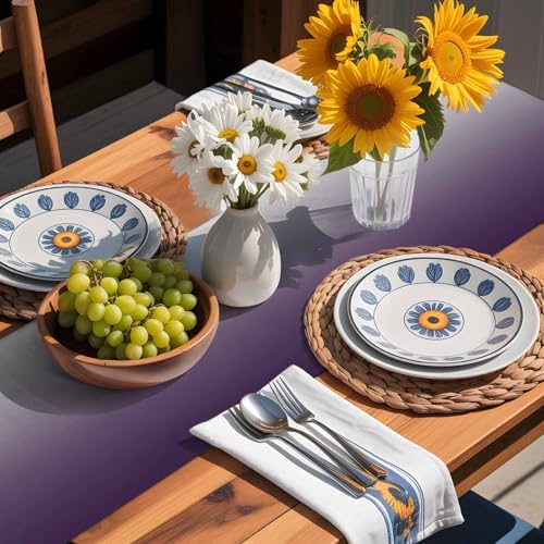Purple Gray Gradient Table Runner Dresser Scarf 13 x 72 Inch Modern Ombre Minimalist Table Runners Non-Slip Heat Resistant Kitchen Dining Table Decor for Home Holidays Indoor Outdoor