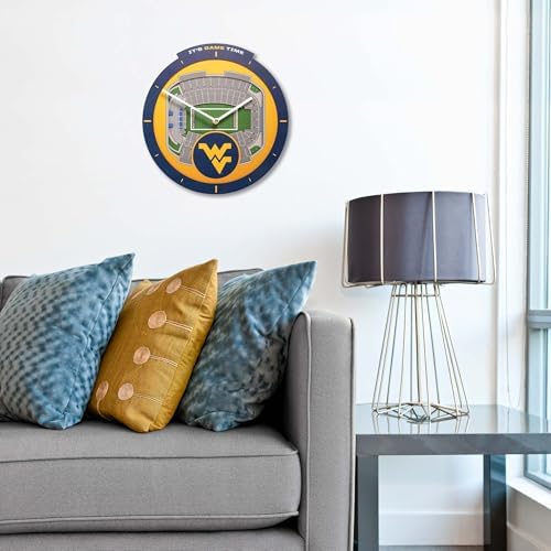 YouTheFan NCAA West Virginia Mountaineers StadiumView 3D Wall Clock