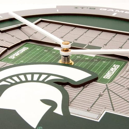 YouTheFan NCAA Michigan State Spartans StadiumView 3D Wall Clock