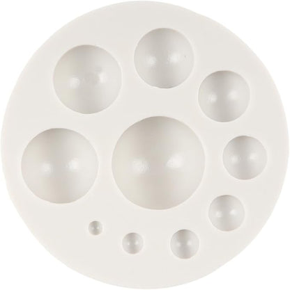 Bear Silicone Fondant Molds Pearl Fondant Mold Ball Pearl Semi Sphere Chocolate Molds Bow Candy Mold For Baby Shower Cake Decoration Cupcake Topper Polymer Clay Gum Paste Set of 5