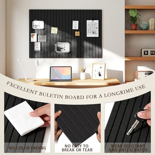 JBER Large Cork Board Alternative 72" x 48" - 24 Pack Self-Adhesive Felt Bulletin Board Tiles, Pin Board Vision Board for Walls, Office & Home Decor (Black)