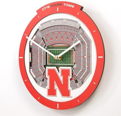 YouTheFan NCAA Nebraska Cornhuskers StadiumView 3D Wall Clock
