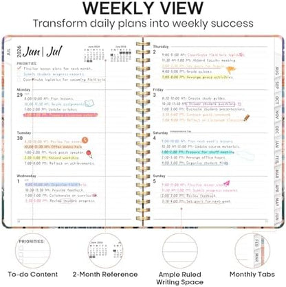 Planner 2026-2027, Weekly & Monthly Academic Calendar, Jul 2026 – Jun 2027