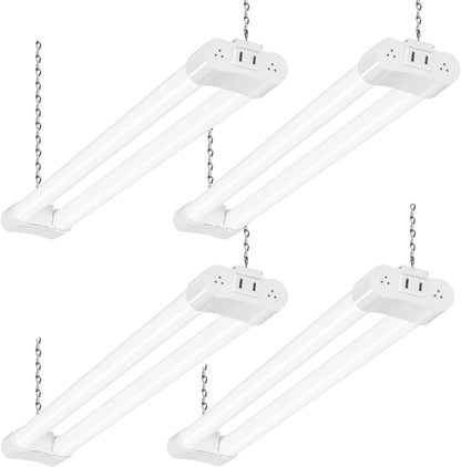 hykolity 4 Pack Linkable LED Shop Light for Garage, 2FT 22W Utility Light Fixture, 2500lm, 5000K Daylight LED Workbench Lighting with Power Cord, Hanging or Flush Mount, White - ETL