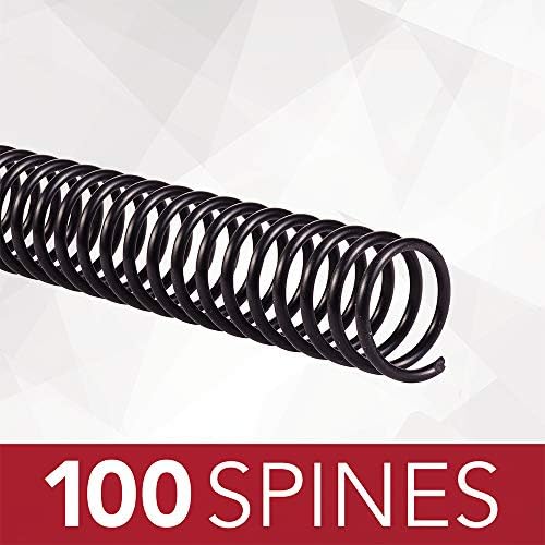 GBC Binding Spines/Spirals/Coils, 16mm, 125 Sheet Capacity, 4:1 Pitch, Color Coil, Black, 100 Pack (9665070)