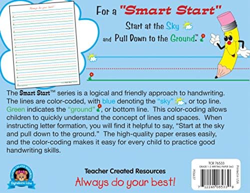 Teacher Created Resources Smart Start 1-2 Writing Paper: 360 Sheets, White, 8-1/2 x 11 in (76533) (Pack of 6)