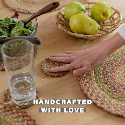 Homespice Azalea Jute Braided Placemats, Oval 13x19 Set of 6