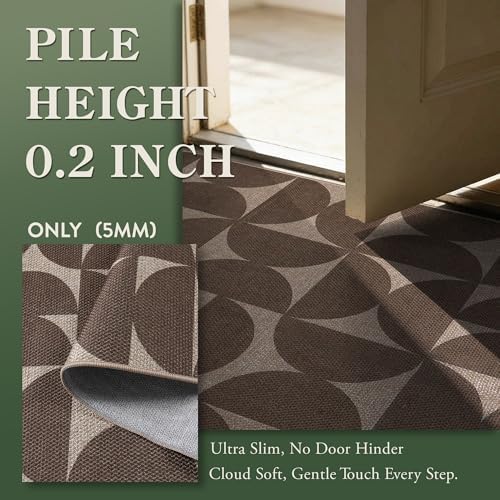 Lahome Semi Circle Easy Jute Non Slip Kitchen Runner, 2x8 Hallway Runner