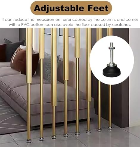Room Divider Floor to Ceiling Room Dividers Pole - 2 Pieces, Gold Doorway Hotel Cubicle Cubicle Decor, DIY Separator Partition Bars with All Accessories(165cm/65in/5.4ft)