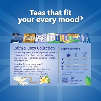 Twinings Calm & Cozy Bedtime Herbal Tea Variety, 20 Count, Pack of 1
