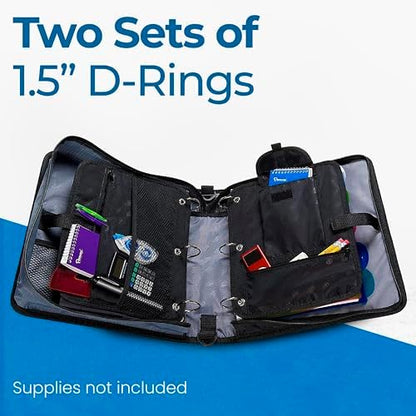 Case-it The Dual 2-in-1 Zipper Binder | Two 1.5-Inch D-Rings, 600 Sheet Capacity, Pencil Pouch & Multiple Pockets | School & Office Organizer with Shoulder Strap | Dual-101 Spearmint
