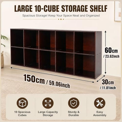 Storage Organizer, Pine Wood Bookshelf, Cube Shelf, Open Display Bookcase