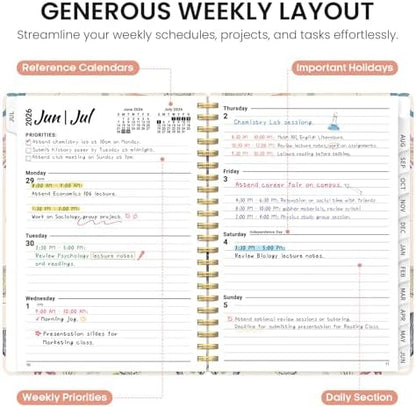 Planner 2026-2027, Monthly & Weekly Jul 2026-Jun 2027 Calendar Planner