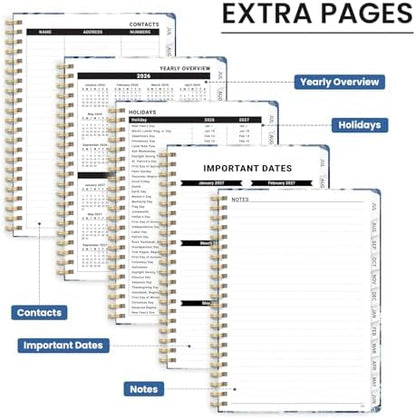 Large Planner 2026-2027, A4 (8.5" x 11") Hardcover Weekly & Monthly Planner July 2026 - June 2027 with Monthly Tabs, Academic Planner for School, Work and Office, Ocean Etching