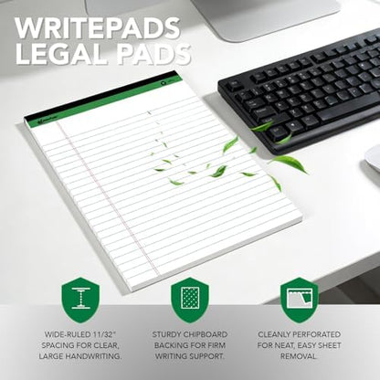 KAISA Legal Note pads 8.5 x 11，12pads 600 Sheets note pads Writing Pads Recycled Paper, Wide Ruled Perforated 50 sheets Premium Thick Paper Hard Back Notepads 8-1/2"x 11-3/4" Writing Tablet Canary For Office Supplies (Pack of 12pc)