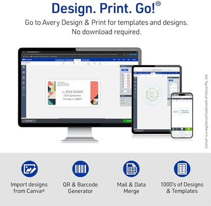 Avery Printable Address Labels, Sure Feed Technology, 1" x 2-5/8", Neon Green, Laser & Inkjet Compatible, 750 Blank Labels Total, Great for Branding, Mailing, Organizing, and More (5971)
