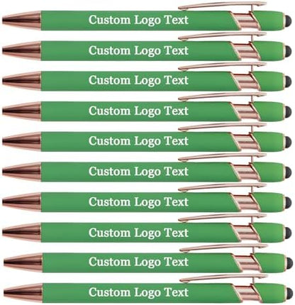Personalized Pens Ballpoint with Stylus, Grass Green, 10 Pcs