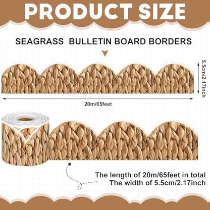 Zonon 65.6 Ft Woven Bamboo Bulletin Board Border Farmhouse Classroom Decor