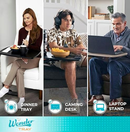 Stander Wonder Tray, Adjustable Swivel Table, Large Laptop Stand, Couch Desk, Side Tables & Gaming Bench, TV-Trays for Eating on Couches, Chairs, Recliners, Black