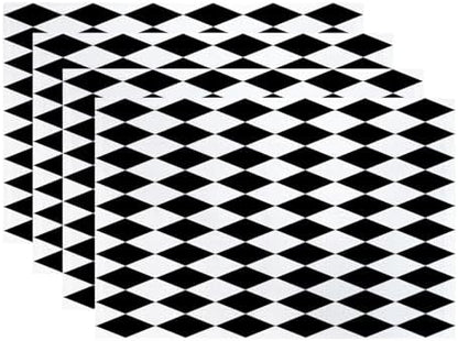 Batmerry Black White Diamond Linen Placemats Set of 4, Art Black and White Harlequin Washable Table Mats for Kitchen Table Thickened Heat Insulation Dining Set Indoor Outdoor 12X18 in