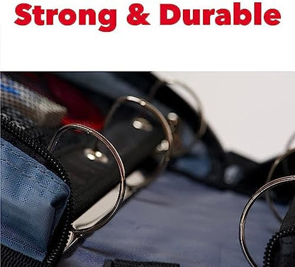 Case-it The Dual 2-in-1 Zipper Binder Two 1.5-Inch D-Rings, 600 Sheet Capacity, Pencil Pouch & Multiple Pockets School & Office Organizer with Shoulder Strap Dual-101 Fire Engine Red(Pack of 6)