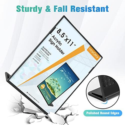 MaxGear Fall Resistant Acrylic Sign Holder 8.5 x 11 Inches 6 Pack