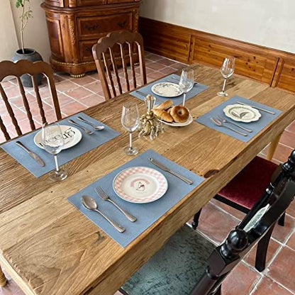 WAZAIGUR Placemats Crisscross Woven Vinyl Place Mats Set of 6 Nattier Blue