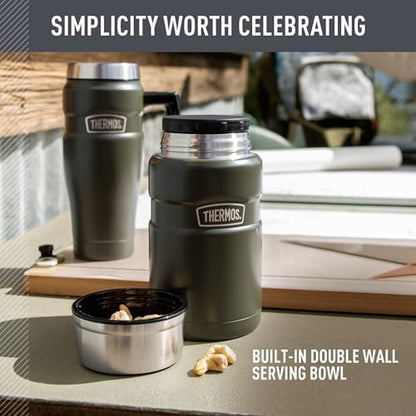 THERMOS Stainless King Vacuum-Insulated Food Jar, 24 Ounce, Matte Red