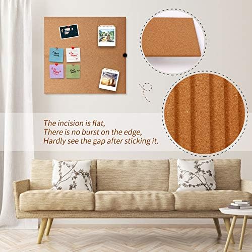 Cork Bulletin Board 17"x8" - 1/2" Thick Cork Board Tiles Frameless Cork Tiles, Self-Adhesive Corkboards Wall Decor Bonus Pushpins (8pack) for Office, School and Home