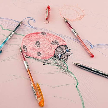 Pentel Arts Slicci 0.25 mm Extra Fine Gel Pen, Pink Ink, Box of 12 (BG202-P1)