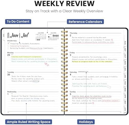 Planner 2026-2027, A5 (6.3" x 8.5") Hardcover Weekly & Monthly Planner July 2026 - June 2027 with Monthly Tabs, Academic Planner for School, Work and Office, Garden of Whimsy