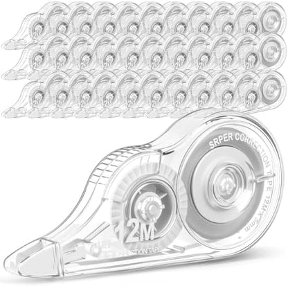 AmazingSpark 30 Pcs Correction Tape Bulk 39.4 ft White Wrong out Tear-resistant Instant Corrections Easy to Use Applicator for School, Office, Note Taking, Journal, Tape Width 0.2in (Clear)