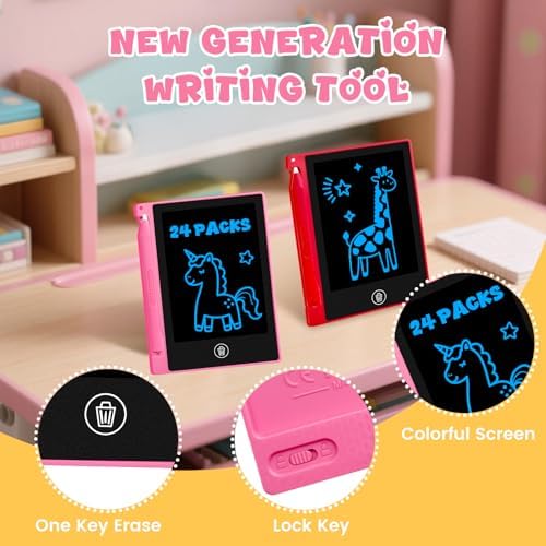 32 Pack 4.4 Inch Mini LCD Writing Tablet for Kids, Erasable and Reusable Toddler Doodle Board, Ideal School or Party Favors Gift for Age 3 Years Old and Above