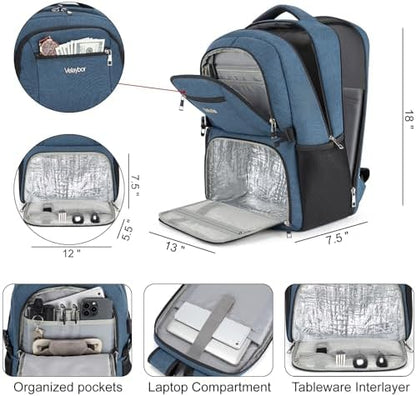 Insulated Lunch Backpack Fit 17" Laptop with Cooler Compartment