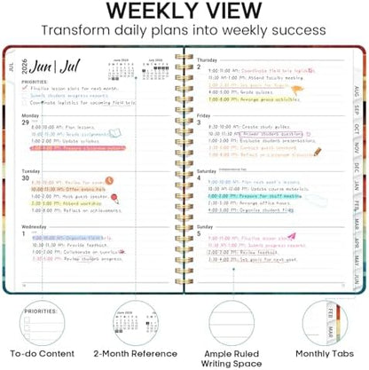 Planner 2026-2027, Weekly & Monthly Academic Calendar, Jul 2026 – Jun 2027