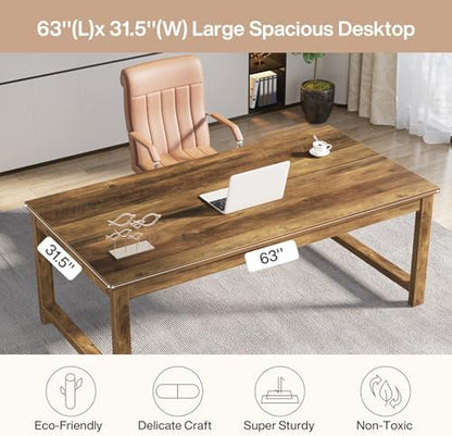 Tribesigns Modern Computer Desk, 63 x 31.5 inch Large Office Desk Computer Table Study Writing Table Workstation for Home Office, Brown Wood
