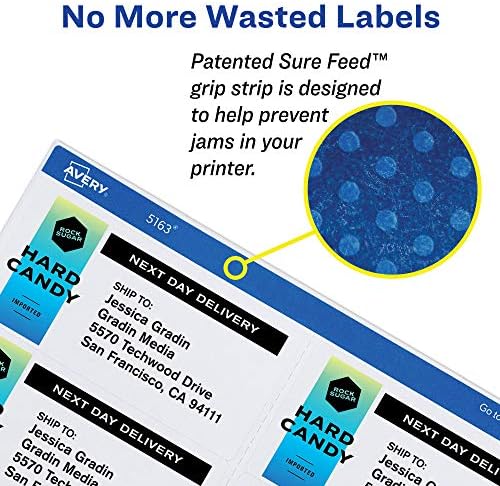Avery® Print-to-the-Edge Printable Shipping Labels, 3" x 3.75", Matte White, Sure Feed® Technology, Laser & Inkjet Compatible, 150 Blank Labels, Great for Mailing, Branding, and More (6874)